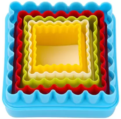 Square Cookies Cutter Wavy & Round Edge 5PCS Set