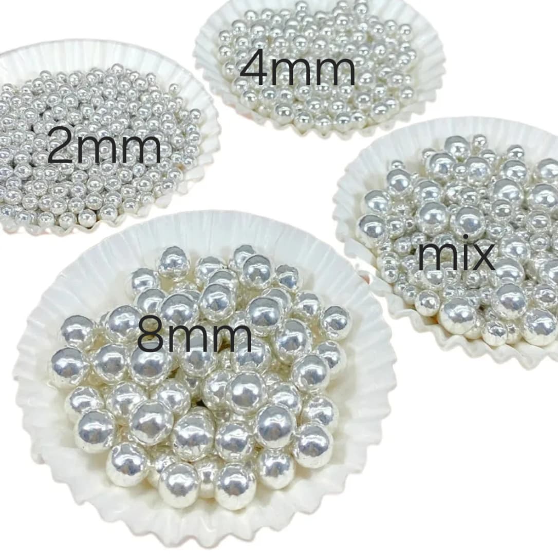 Imported Edible Silver Pearls (8mm 30g)
